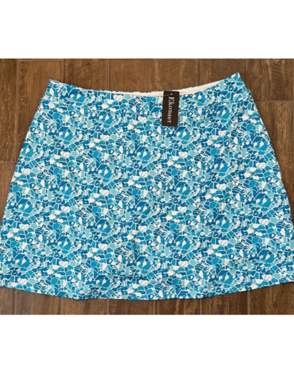 Ekouaer Skort Size XXL Teal & Blue Stretch Pull On Activewear Golf Tennis NWT